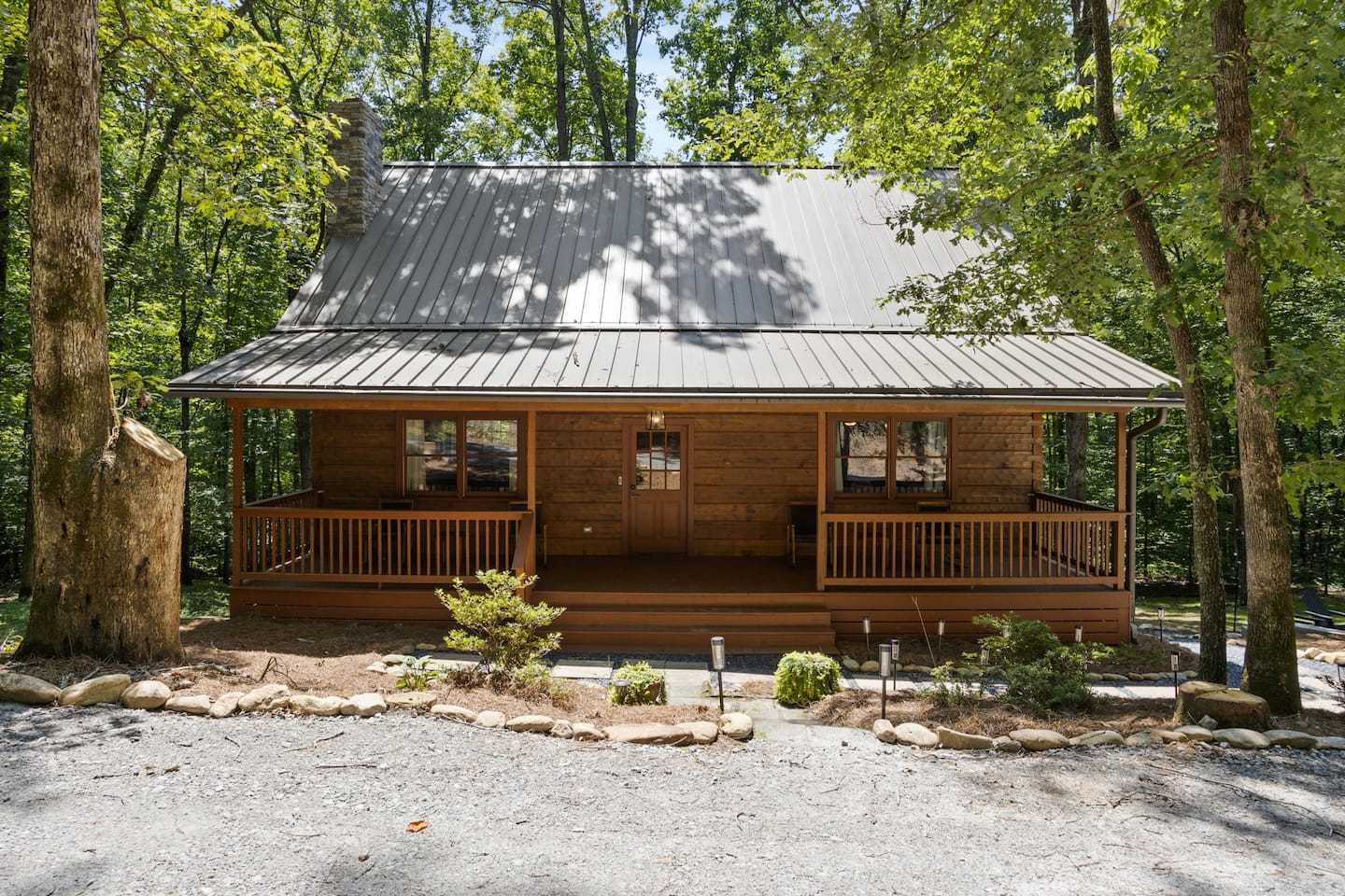 Travelers Rest Cabin in its wooded setting